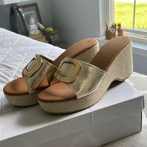 Platform metallic gold sandal NEW NWOT sz 10